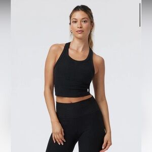 Vuori Black Fitted Crop Tank Top